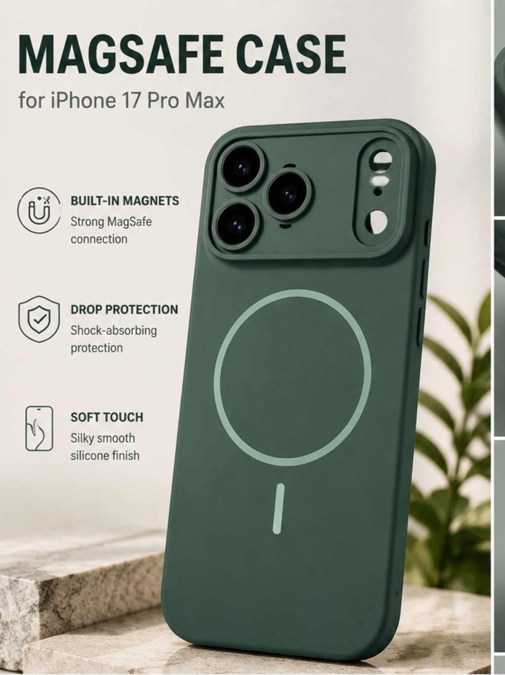 Amazon MagSafe Silicone Case for iPhone 17 Pro Max Green